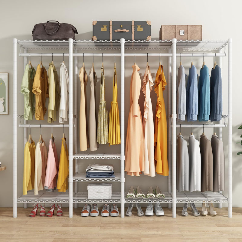 Clothes Rails Coat Rack with Adjustable Wire Storage