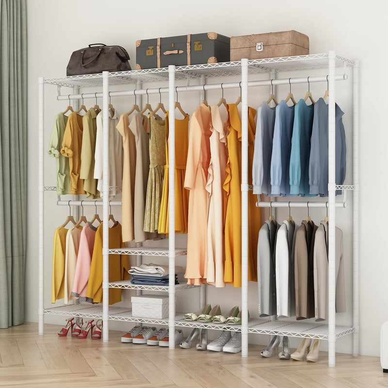 Clothes Rails Coat Rack with Adjustable Wire Storage