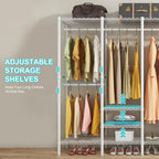 Clothes Rails Coat Rack with Adjustable Wire Storage
