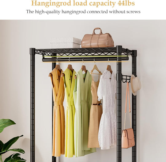 Clothes Rail Stand with Wheels and 2 Adjustable