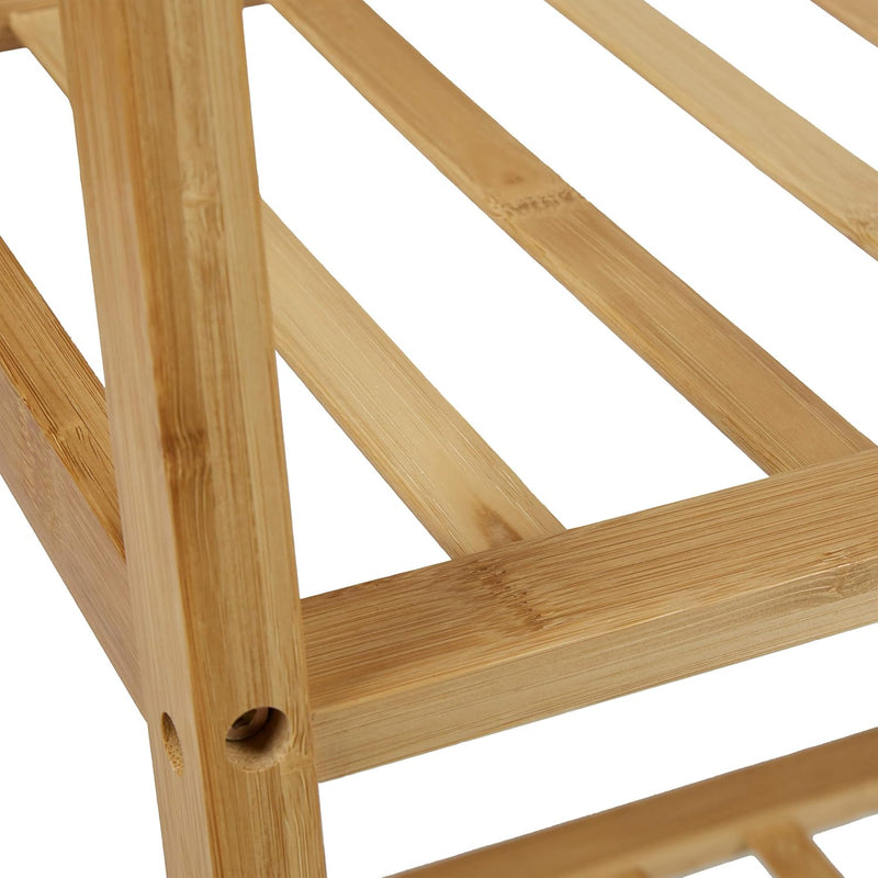 Clothes Stand on Wheels Bamboo 2 Shoe Shelves