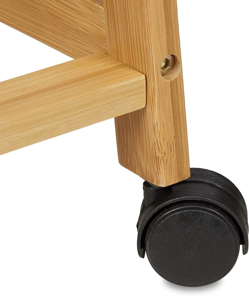 Clothes Stand on Wheels Bamboo 2 Shoe Shelves