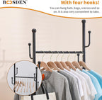 Clothing Rack with Wheels Rolling Clothes Double Deck