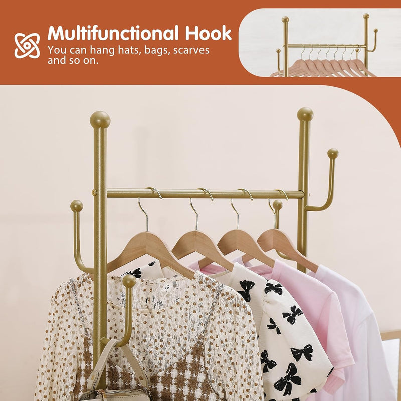 Clothing Rack with Wheels Rolling Clothes Double Deck
