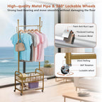 Clothing Rack with Wheels Rolling Clothes Double Deck