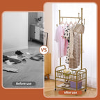 Clothing Rack with Wheels Rolling Clothes Double Deck