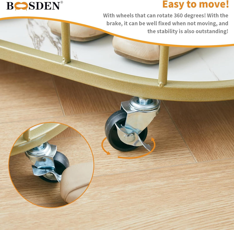 Clothing Rack with Wheels Rolling Clothes Double Deck