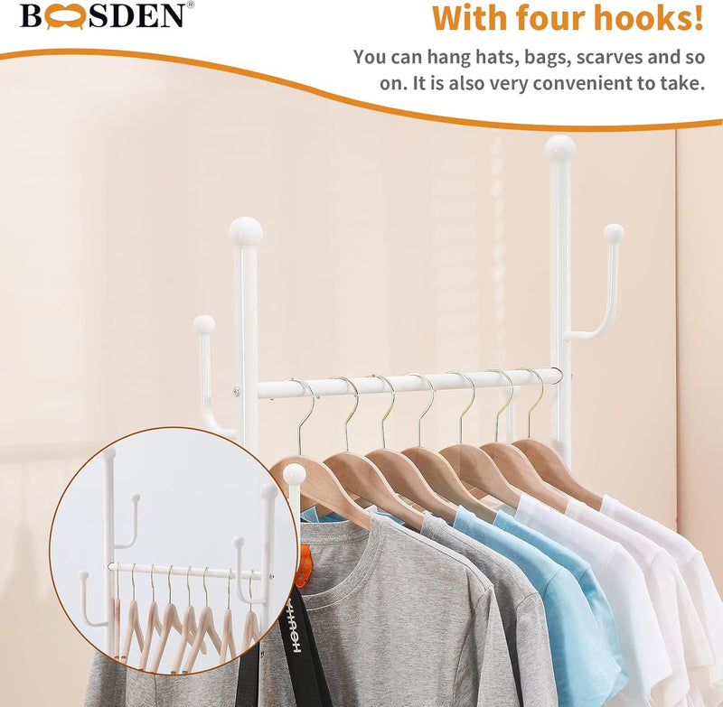 Clothing Rack with Wheels Rolling Clothes Double Deck