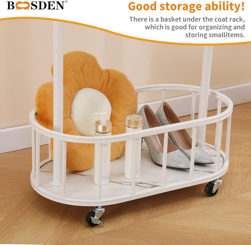 Clothing Rack with Wheels Rolling Clothes Double Deck