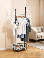 Clothing Rack with Wheels Rolling Clothes Double Deck