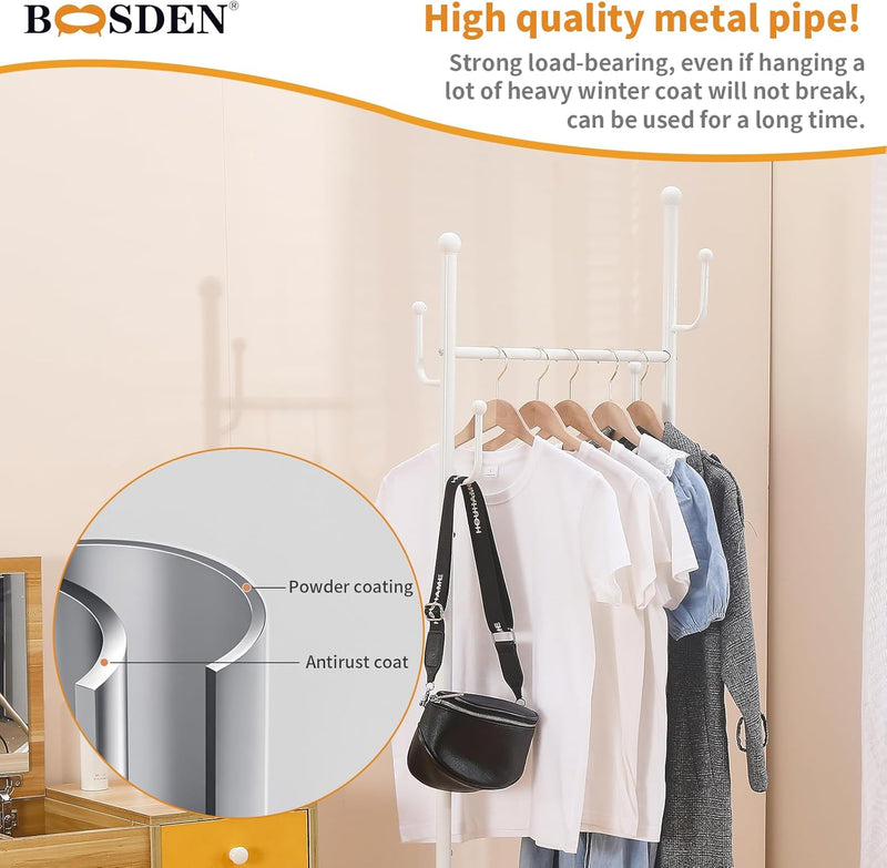 Clothing Rack with Wheels Rolling Clothes Double Deck