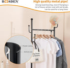 Clothing Rack with Wheels Rolling Clothes Double Deck