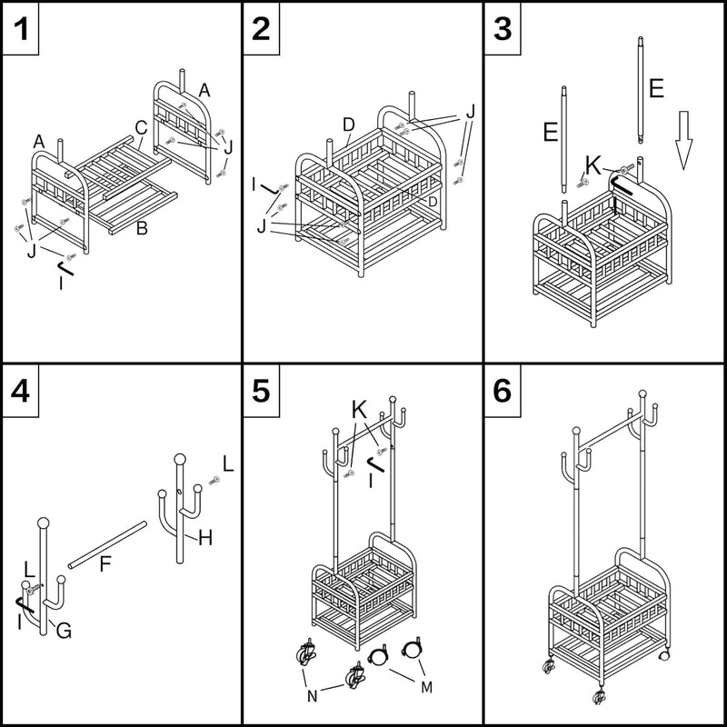 Clothing Rack with Wheels Rolling Clothes Double Deck