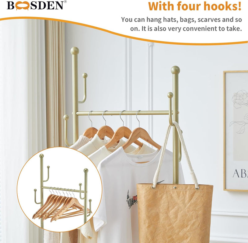 Clothing Rack with Wheels Rolling Clothes Double Deck