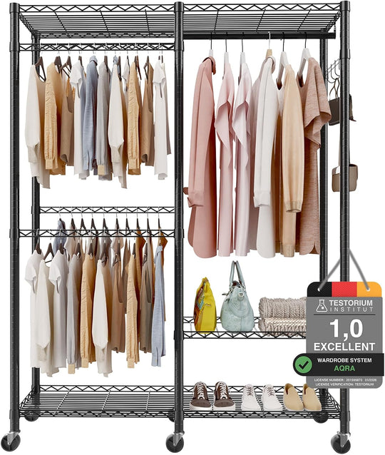 Heavy Duty Clothing Rail Metal Clothes Rack Adjustable