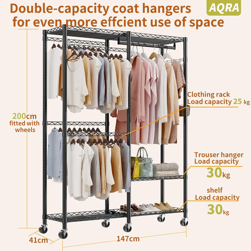 Clothing Rail Clothes Rack 147cmx44cmx197CM 275KG