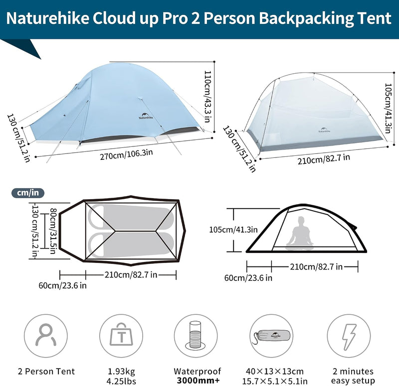 Cloud Up 2 Person Backpacking Tent Waterproof Double