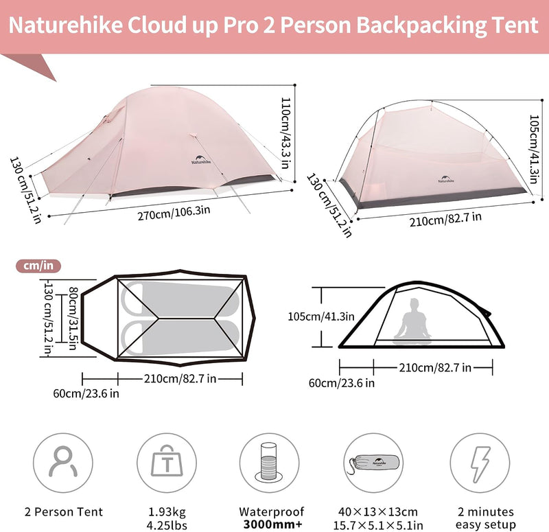 Cloud Up 2 Person Backpacking Tent Waterproof Double