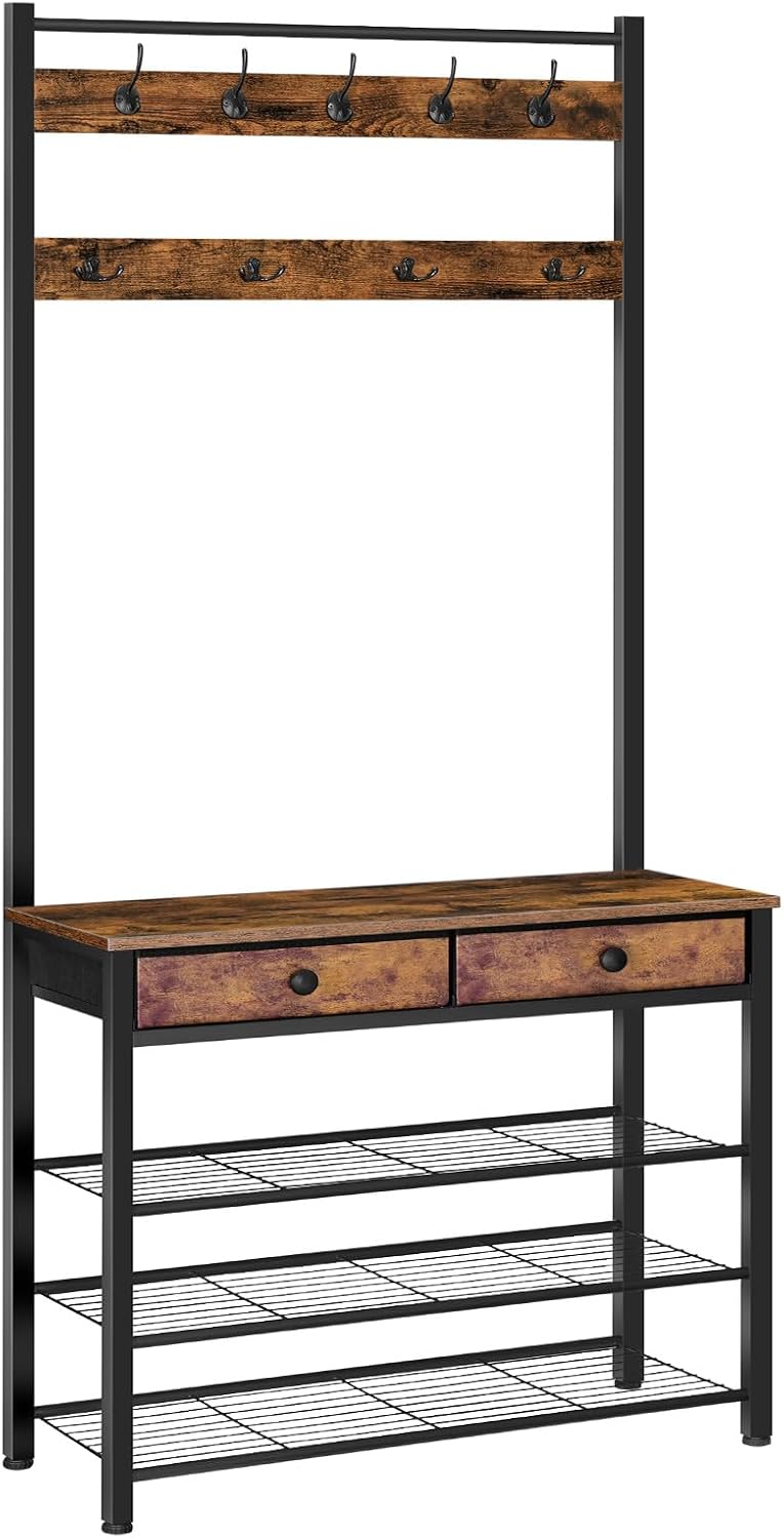 Coat and Shoe Rack with Storage Hall Tree