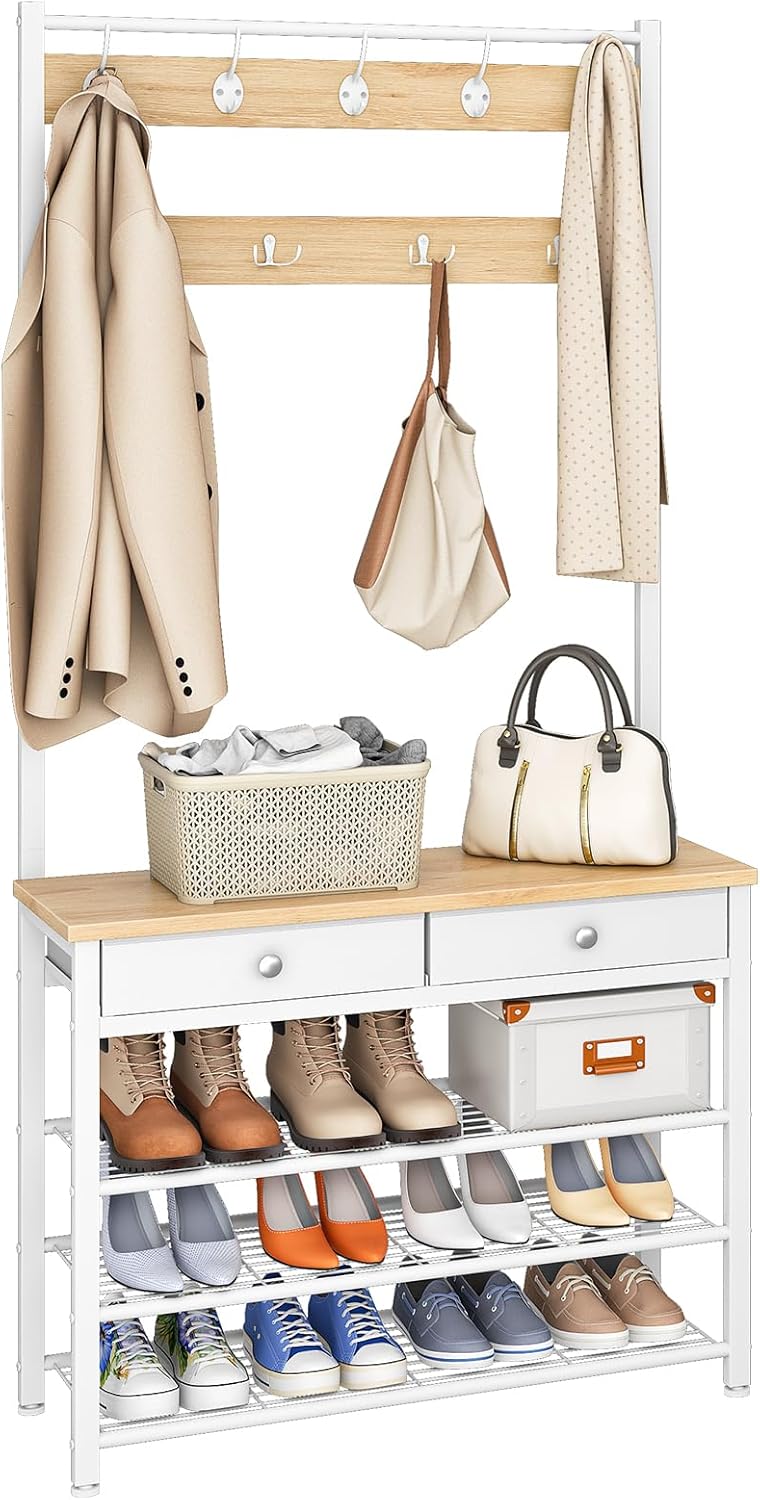 Coat and Shoe Rack with Storage Hall Tree