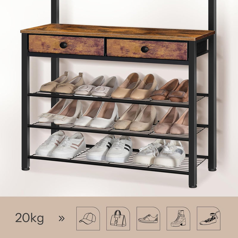 Coat and Shoe Rack with Storage Hall Tree