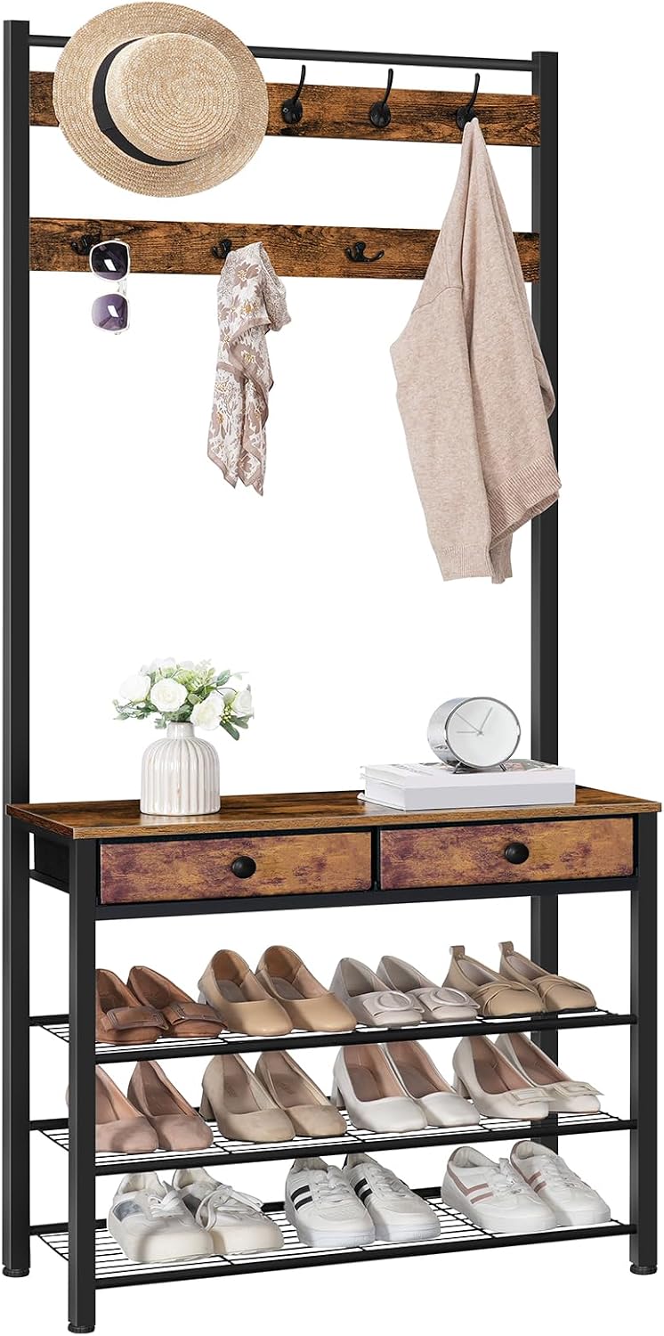 Coat and Shoe Rack with Storage Hall Tree