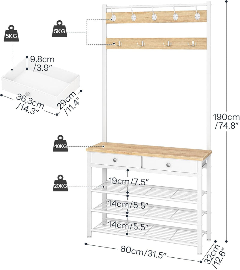 Coat and Shoe Rack with Storage Hall Tree