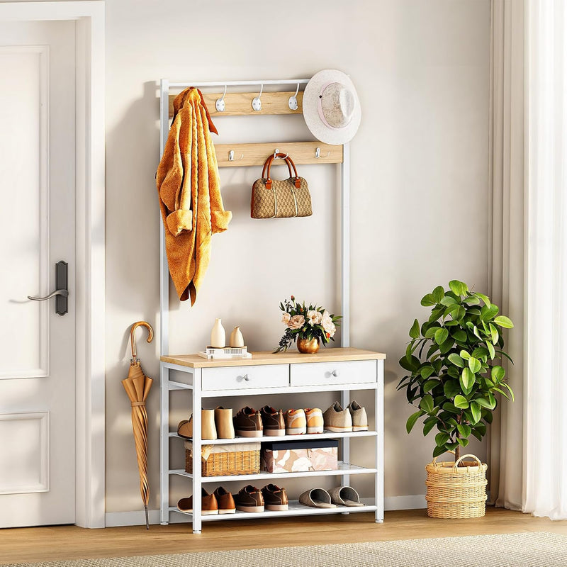 Coat and Shoe Rack with Storage Hall Tree