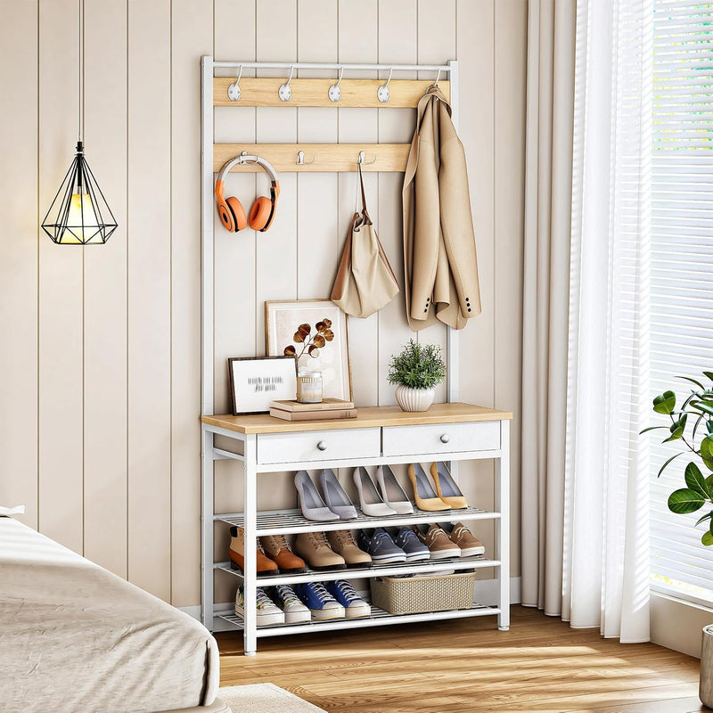 Coat and Shoe Rack with Storage Hall Tree
