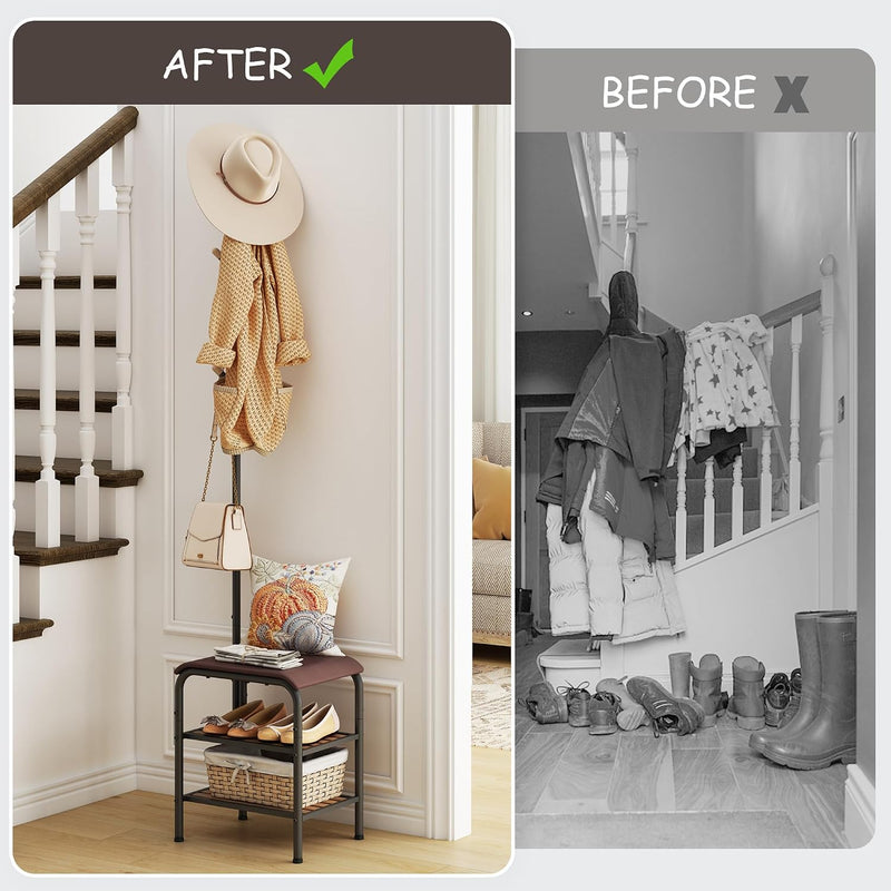 Coat Rack 3 in 1 Stand with Shoe