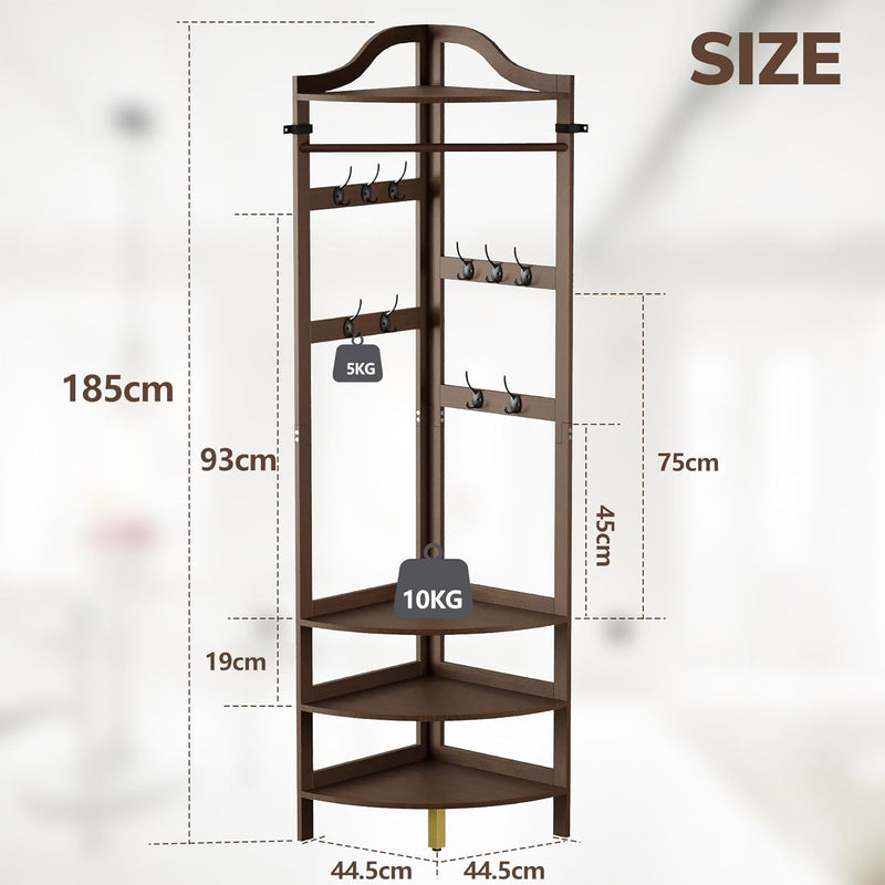 Coat Rack Bamboo Hall Tree Entryway Shoe Bench