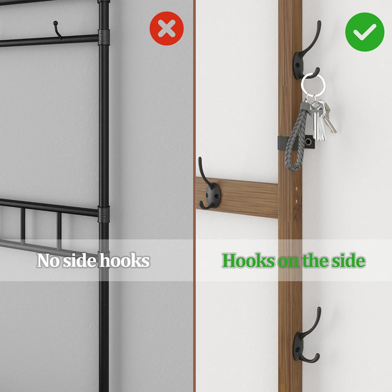 Coat Rack Bamboo Hall Tree Entryway Shoe Bench