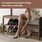 Coat Rack Bamboo Hall Tree Entryway Shoe Bench
