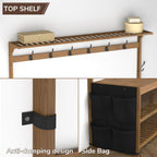 Coat Rack Bamboo Hall Tree Entryway Shoe Bench