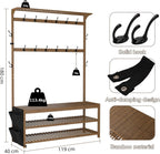 Coat Rack Bamboo Hall Tree Entryway Shoe Bench