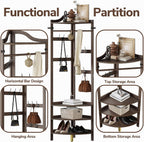 Coat Rack Bamboo Hall Tree Entryway Shoe Bench