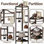 Coat Rack Bamboo Hall Tree Entryway Shoe Bench
