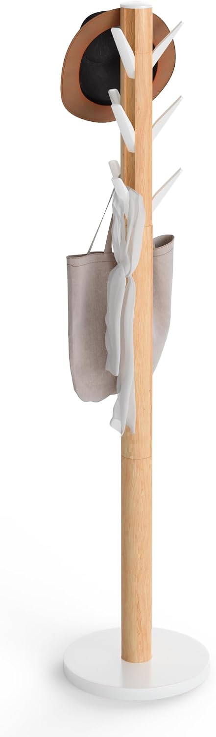 Coat Rack Flip Down Clothing 9 Hooks Natural