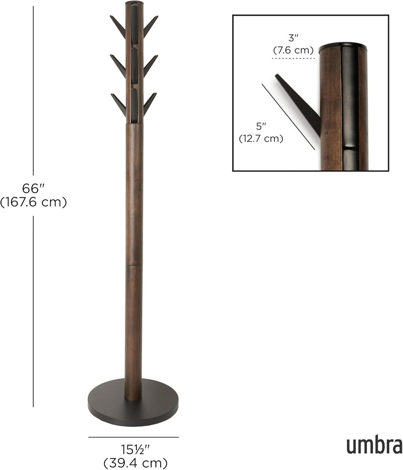 Coat Rack Flip Down Clothing 9 Hooks Natural