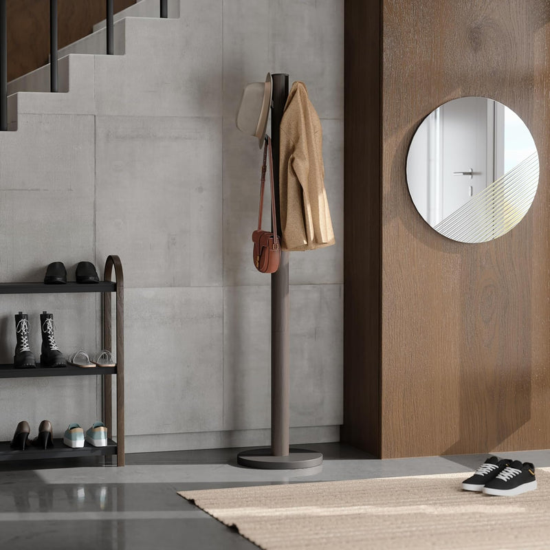 Coat Rack Flip Down Clothing 9 Hooks Natural
