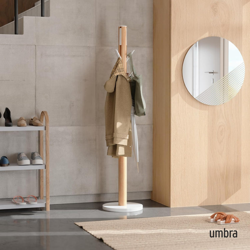Coat Rack Flip Down Clothing 9 Hooks Natural