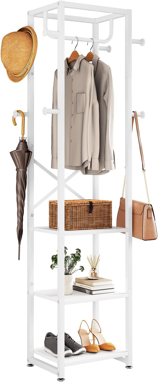 Coat Rack Stand on Wheels with 6 Hooks