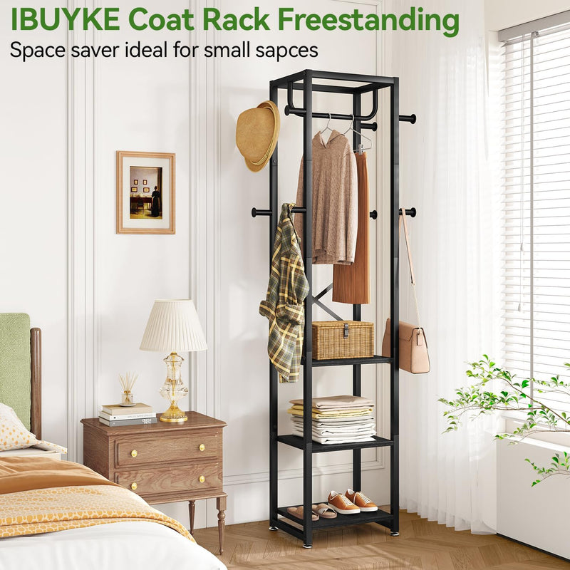 Coat Rack Stand on Wheels with 6 Hooks