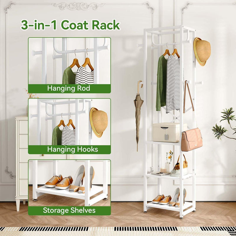 Coat Rack Stand on Wheels with 6 Hooks