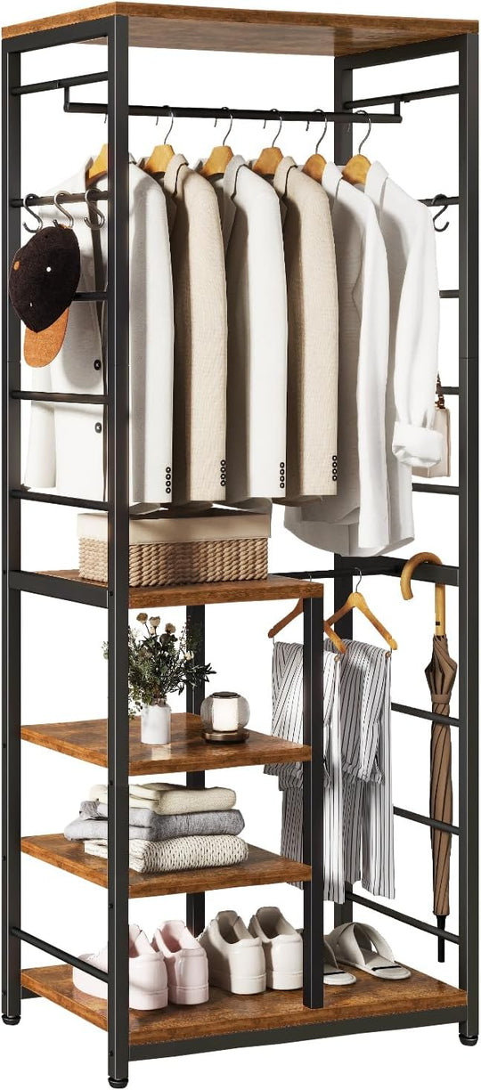 Coat Rack Stand on Wheels with 6 Hooks