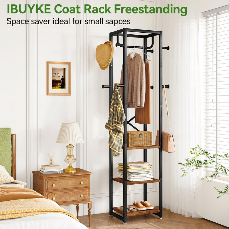 Coat Rack Stand on Wheels with 6 Hooks