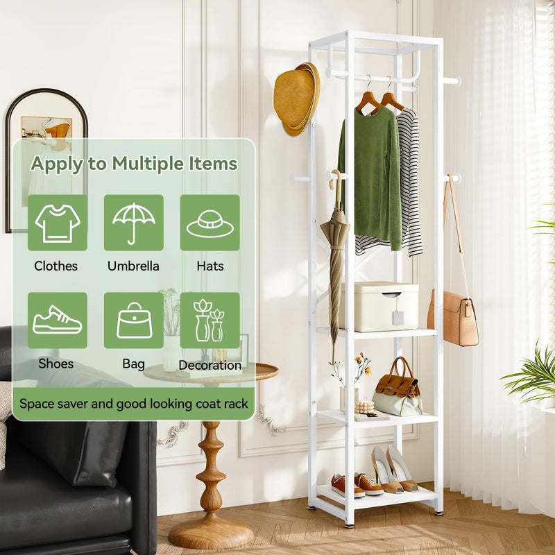 Coat Rack Stand on Wheels with 6 Hooks