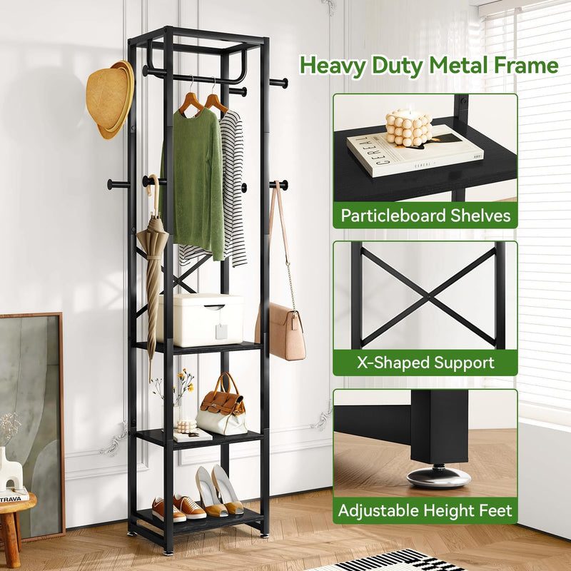 Coat Rack Stand on Wheels with 6 Hooks