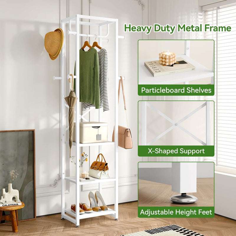 Coat Rack Stand on Wheels with 6 Hooks