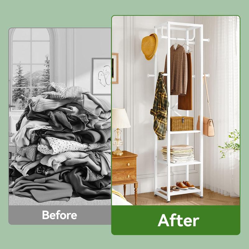 Coat Rack Stand on Wheels with 6 Hooks